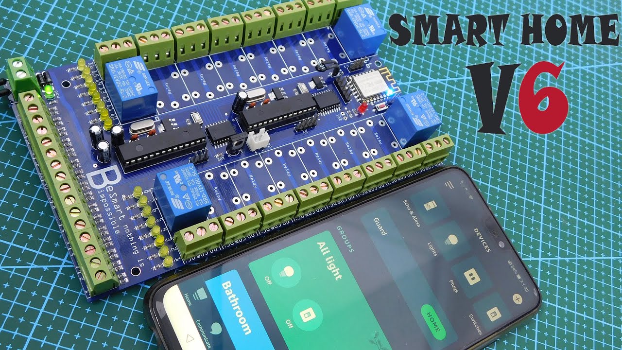 سمارت هوم 16 خط تقدر تتحكم فيهم من الموبايل وكمان المفاتيح العادية Smart Home V6