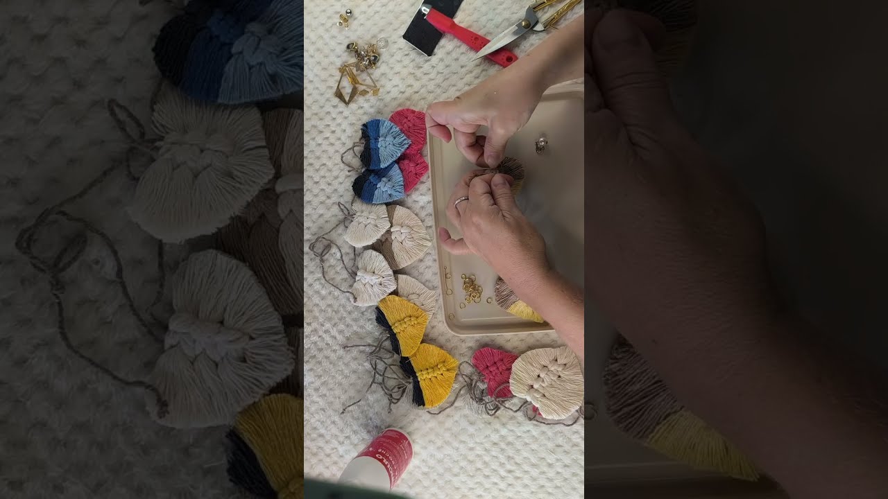 Brincos de Macramê Folha/Pena com Restos de Fio 🌿 Idéia linda e sustentável #macrame #diy #brinco