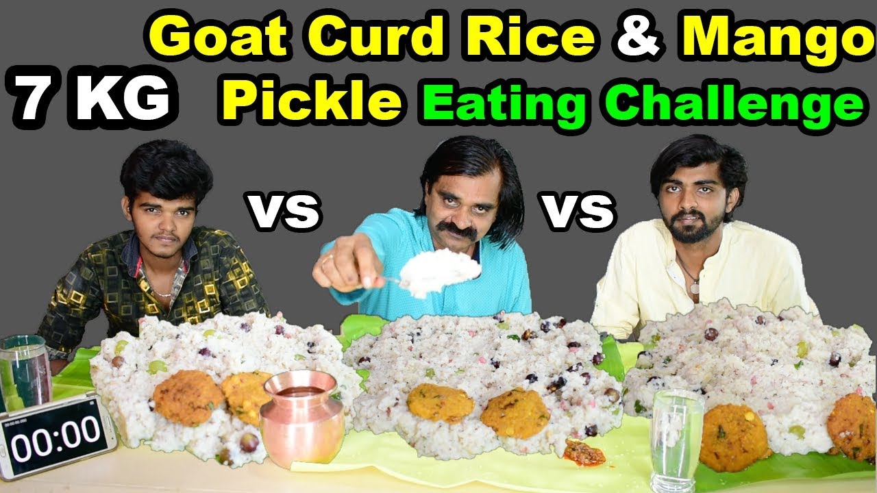 7KG Fruit Mixed GOAT CURD RICE & MANGO PICKLE Eating Challenge | How to Make Mango Pickle in Home |