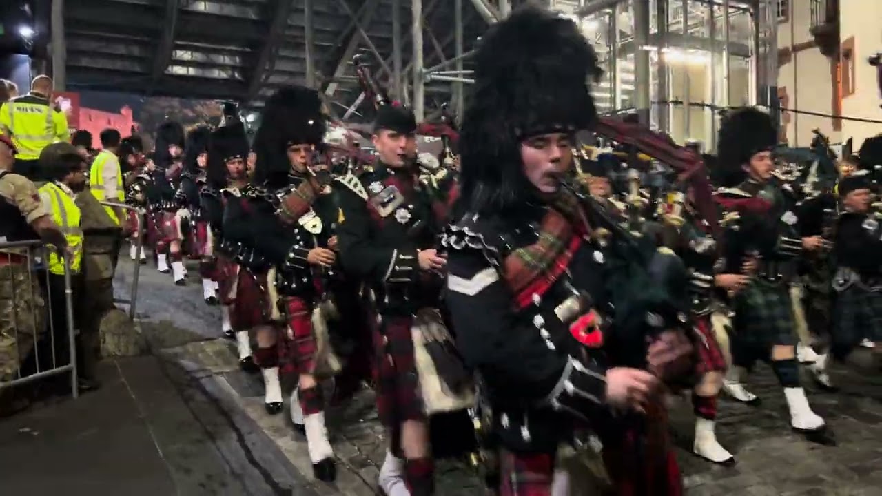 The Pipes & Drums Marching Out of the Royal Edinburgh Military Tattoo 2025 — here they come… 