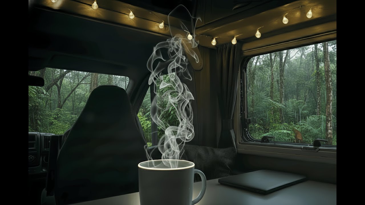 (NO ADS) Almost 4hr Warm Inside Campervan, Rain Outside Campervan -Pure Calm | Refreshing