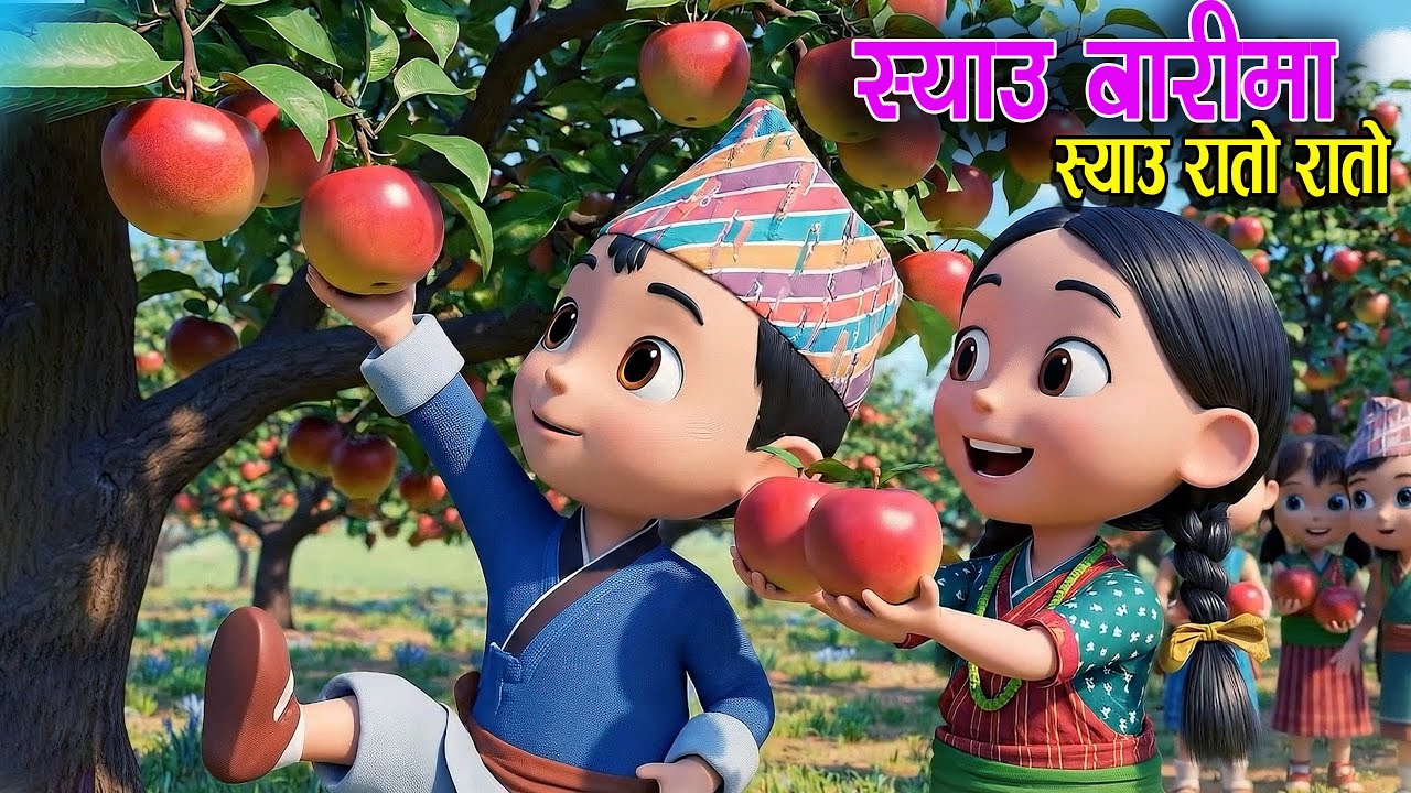 स्याउ बारीमा स्याउ राताे राताे || Syau Barima Syau rato rato ||  Nepali Rhymes For kids || बाल गीत