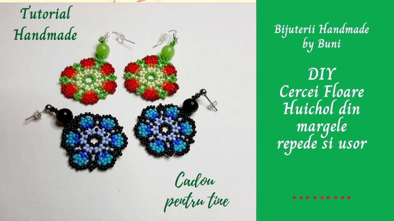 Cum se fac repede si usor Cercei Floare Huichol din Margele/Huichol Beaded Flower earrings