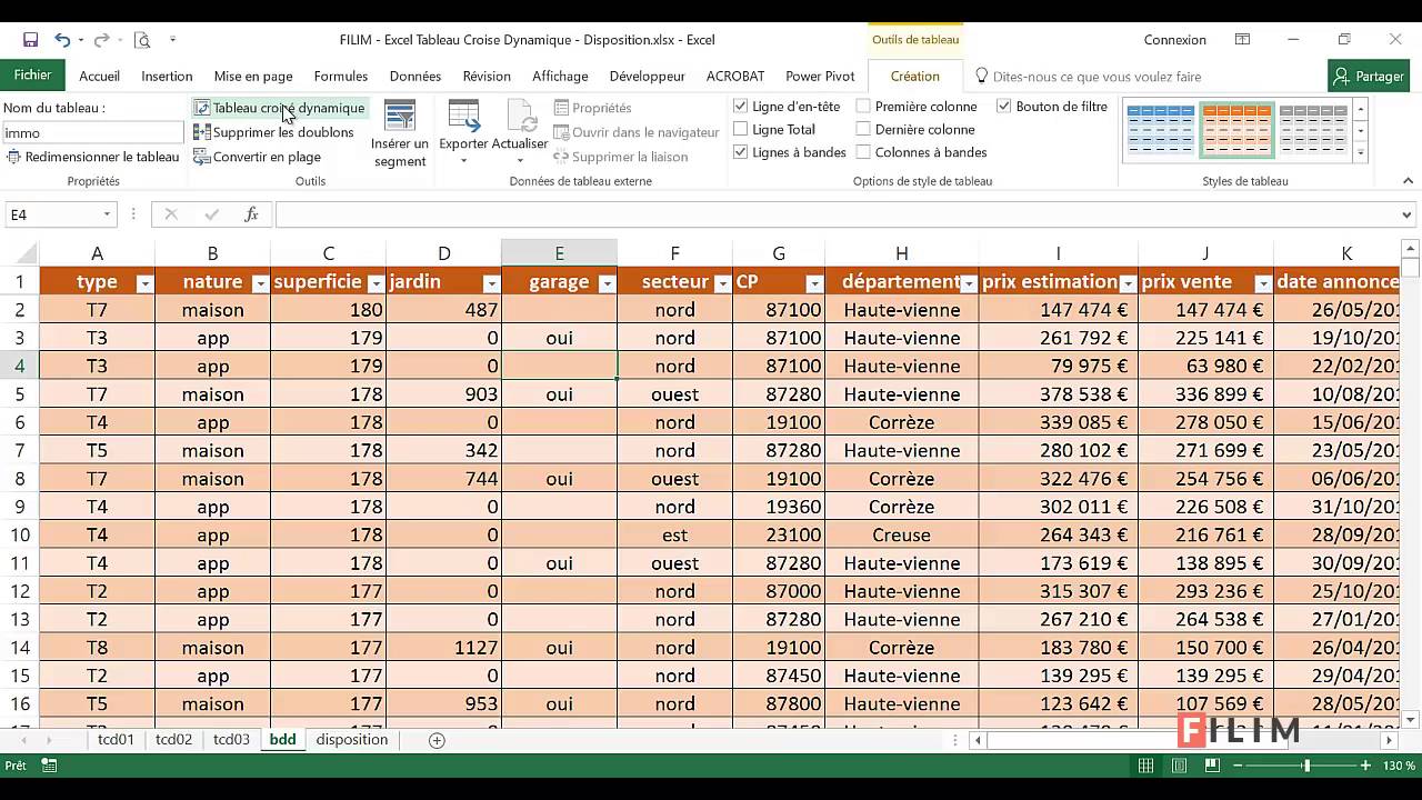 Excel - 3 Avancé - Cours Tableau Croise Dynamique 2 Disposition