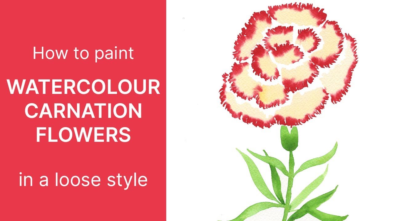 Watercolour Carnation Tutorial - Paint a Carnation Flower in a Loose Style | Emily Wassell