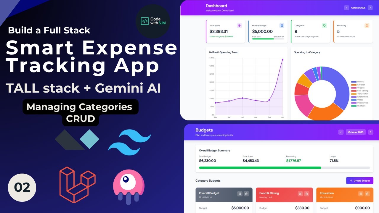 Build a Full-Stack Smart Expense Tracking App with TALL Stack + AI Smart Recommendations (Ep.2)