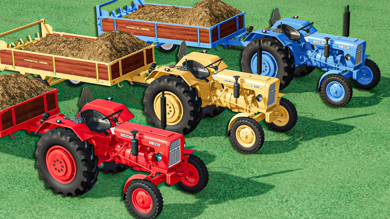 Mini Tractors with Colors - MANURE WORK with Mini URSUS Tractors - Farming Simulator 22