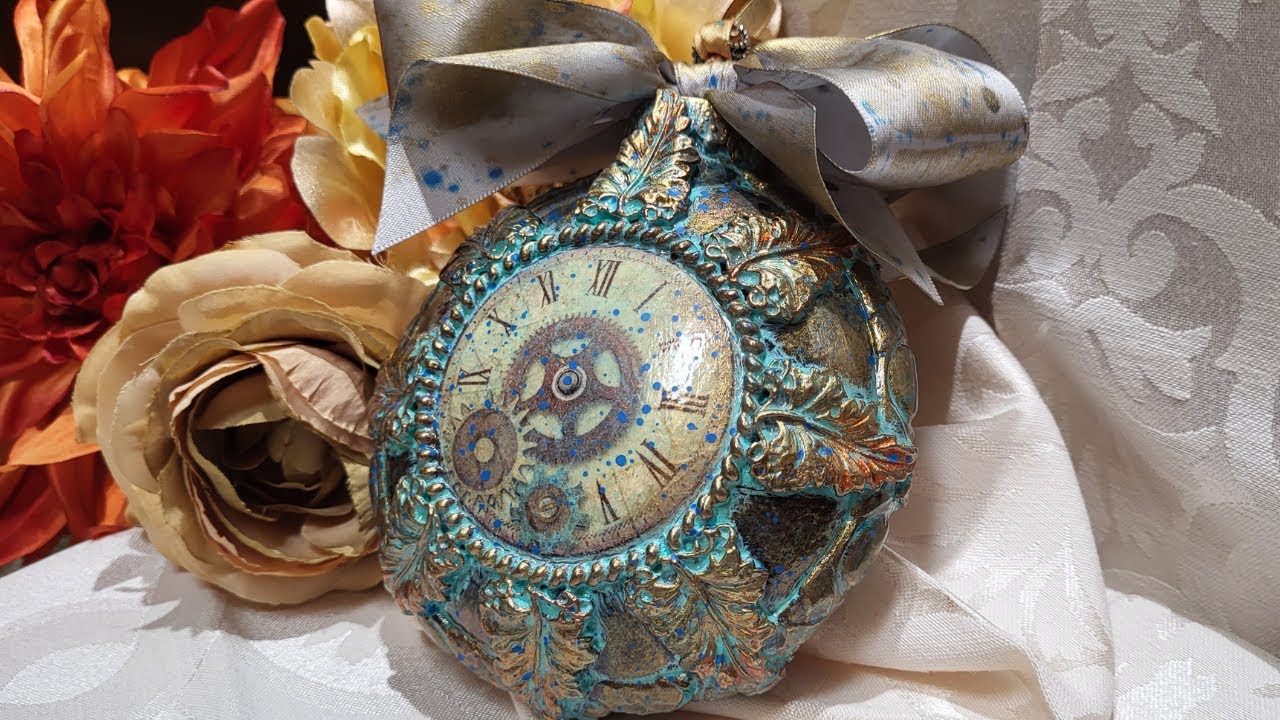 Christmas in July!!! Vintage Christmas Handmade Ornament, Decoupage, Stone Clay