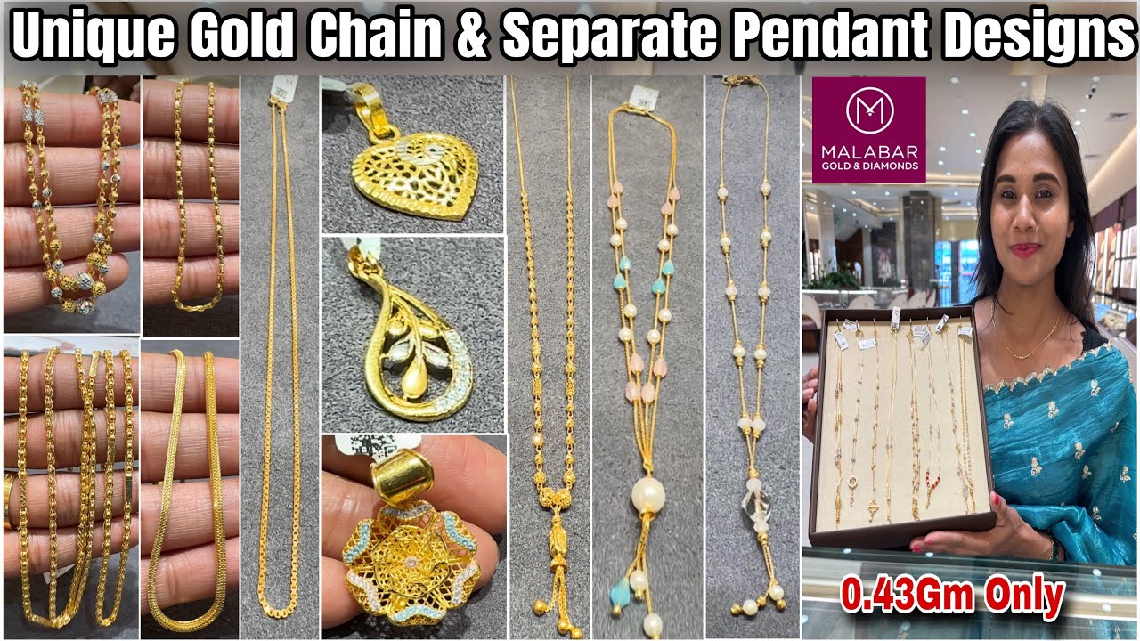 Rs.6000 & 4.9%VA😳Malabar Gold Chain & Pendants HUGE VARIETIES| Lightweight Gold Chain Designs Price