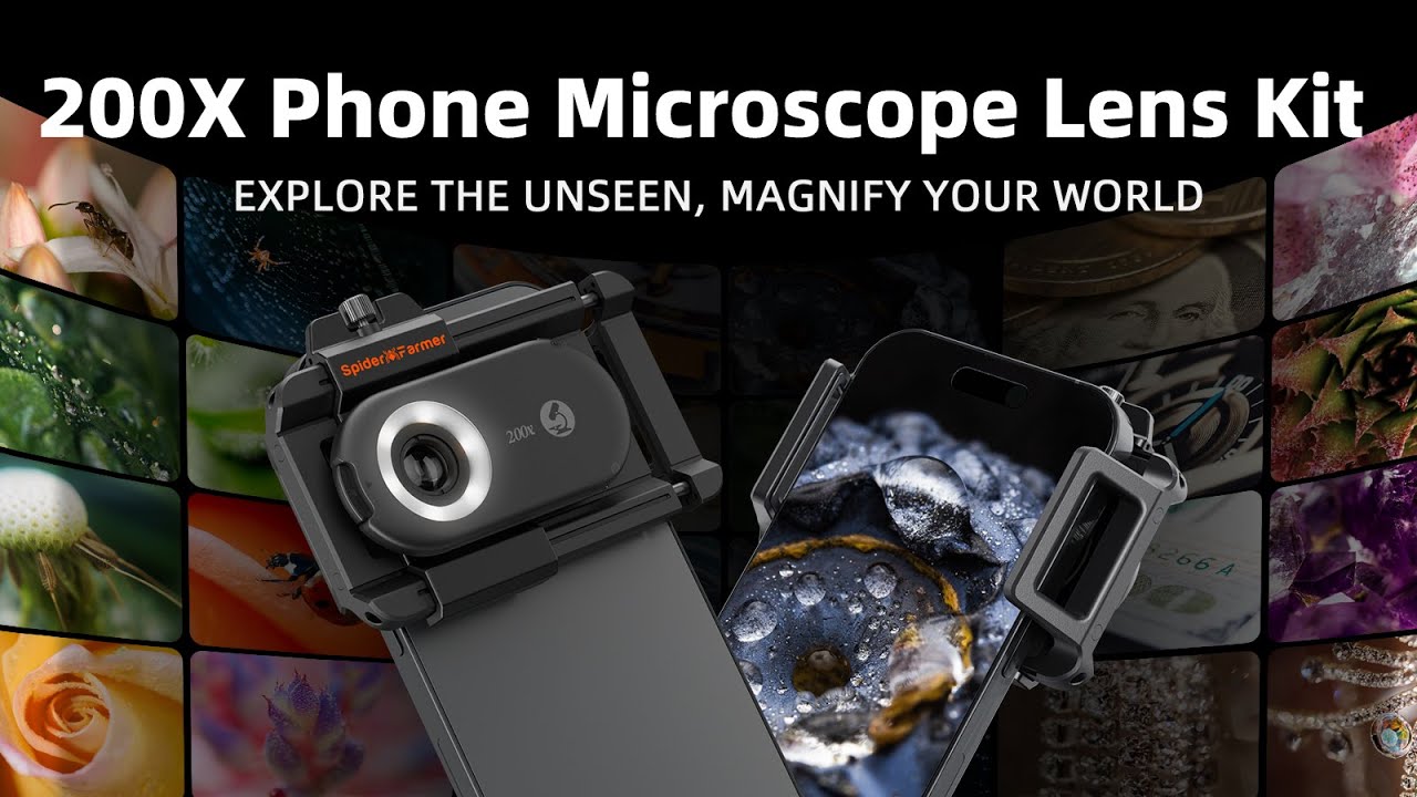 New | Spider Farmer 200X Phone Microscope Lens | LED & UV Lights + CPL Filter | Tutorial