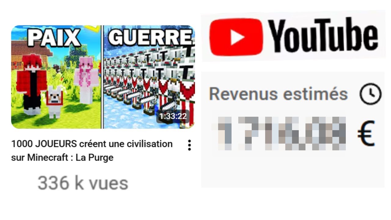 Combien YouTube m'a Payé une Vidéo Minecraft à 350k vues ?