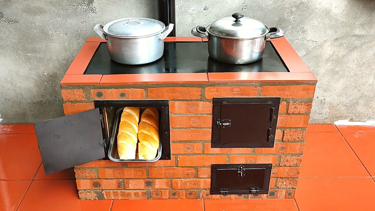 многофункциональная дровяная печь с красным кирпичом и цементом