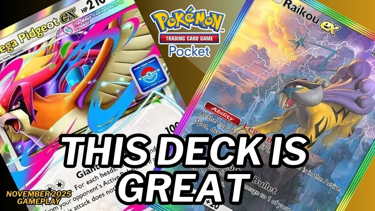 Lightning Tornado! MEGA PIDGEOT ex & RAIKOU ex Blitz the Battlefield! | Pokemon TCG Pocket