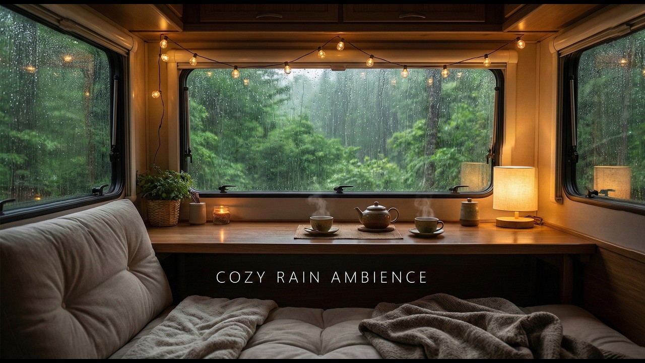 ☕ Coziness in the Rain: Rainy Day Camper Van ASMR for Study & Sleep (No Music)