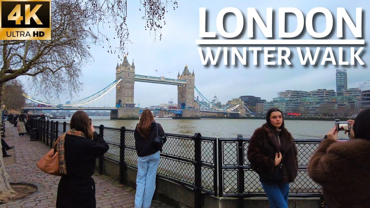 LONDON WINTER WALK | Afternoon Walk Of London Bridge To Tower Of London On Grey Winter Day ☁️ [4K]