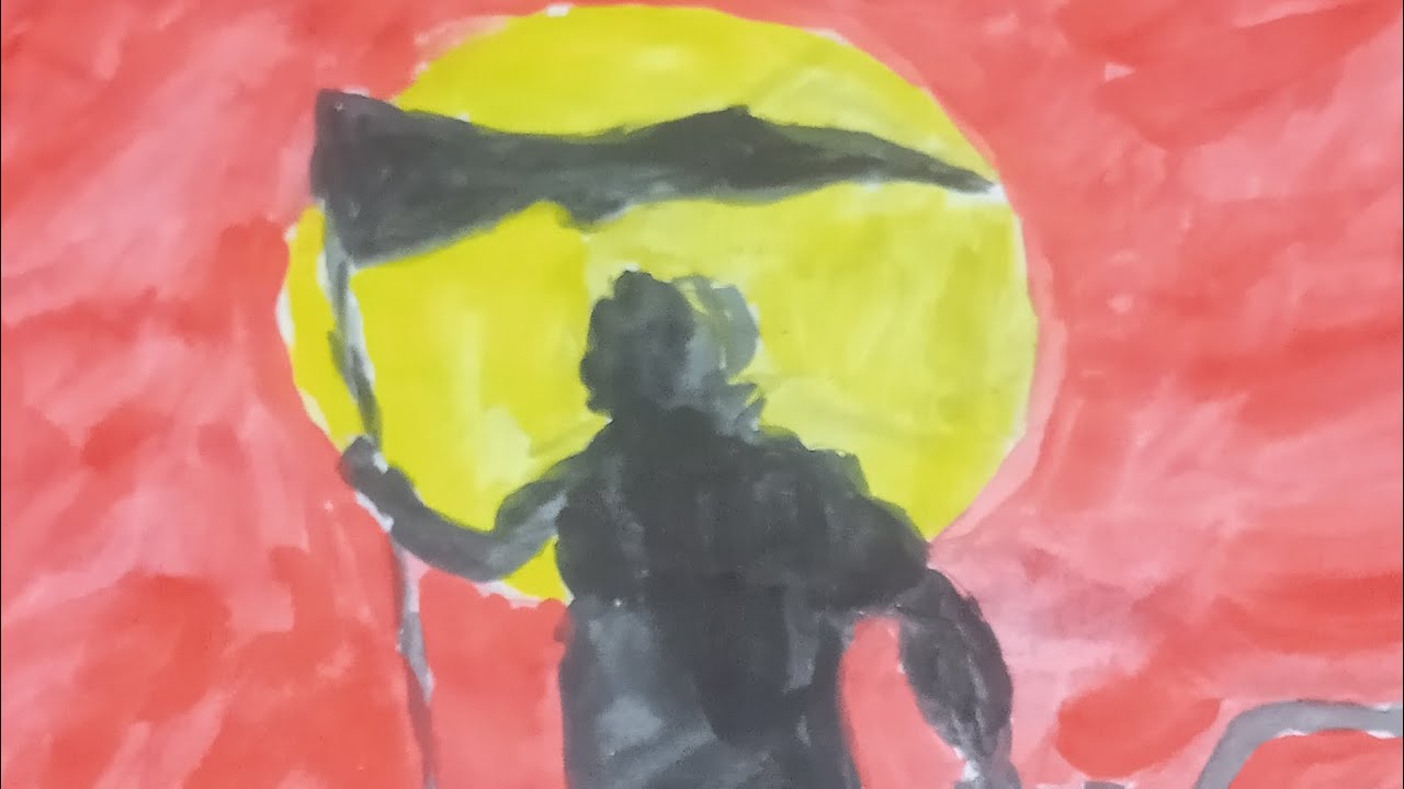 Hanuman ji drawing with water colour 
