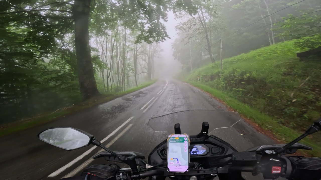 Riding Through fog in the French Pyrenees | Amsterdam to Portugal EP13 | Yamaha Tracer 7 |