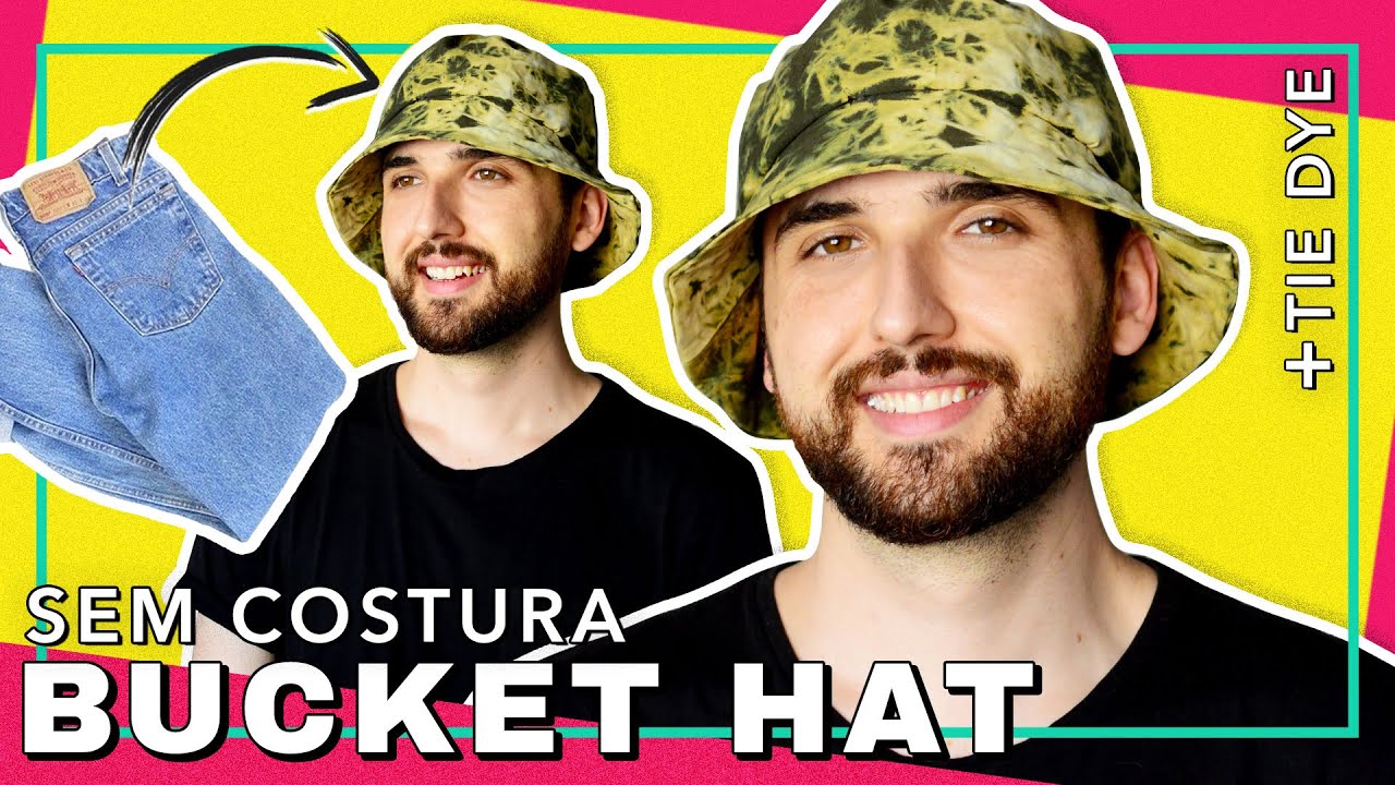 DIY: COMO FAZER CHAPÉU BUCKET TIE DYE COM CALÇA JEANS SEM COSTURA