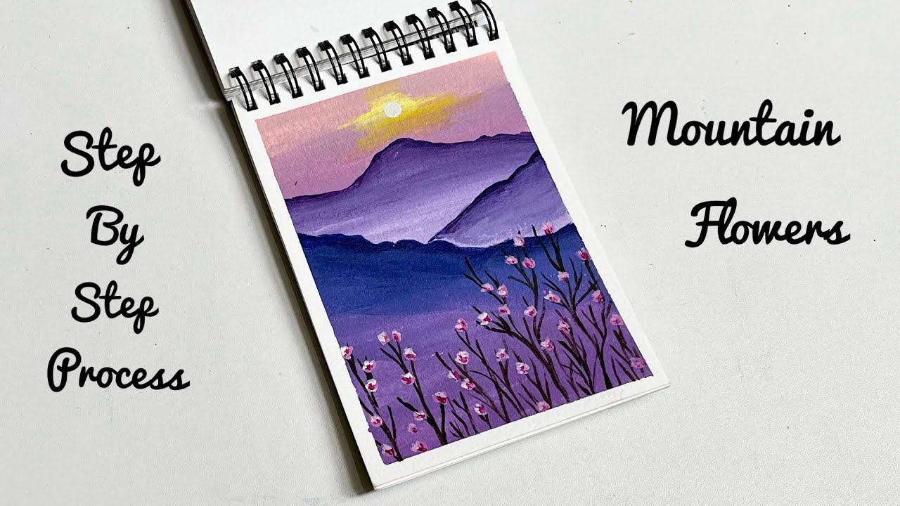 How to paint Mountain flowers /Easy Acrylic painting for beginners/ Acrylic Painting Tutorial
