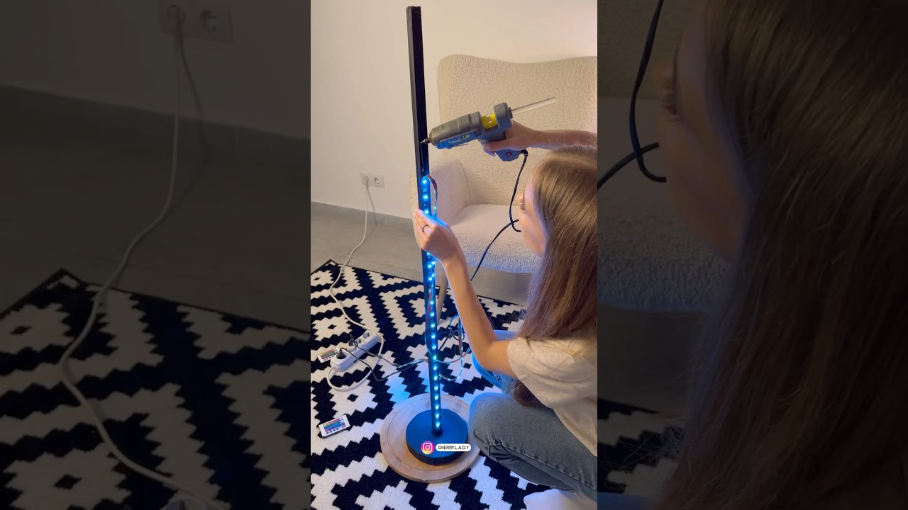 Making a LED floor lamp for my room💞✨ #shorts #diycrafts #craftideas #diylamp #diy #tutorial