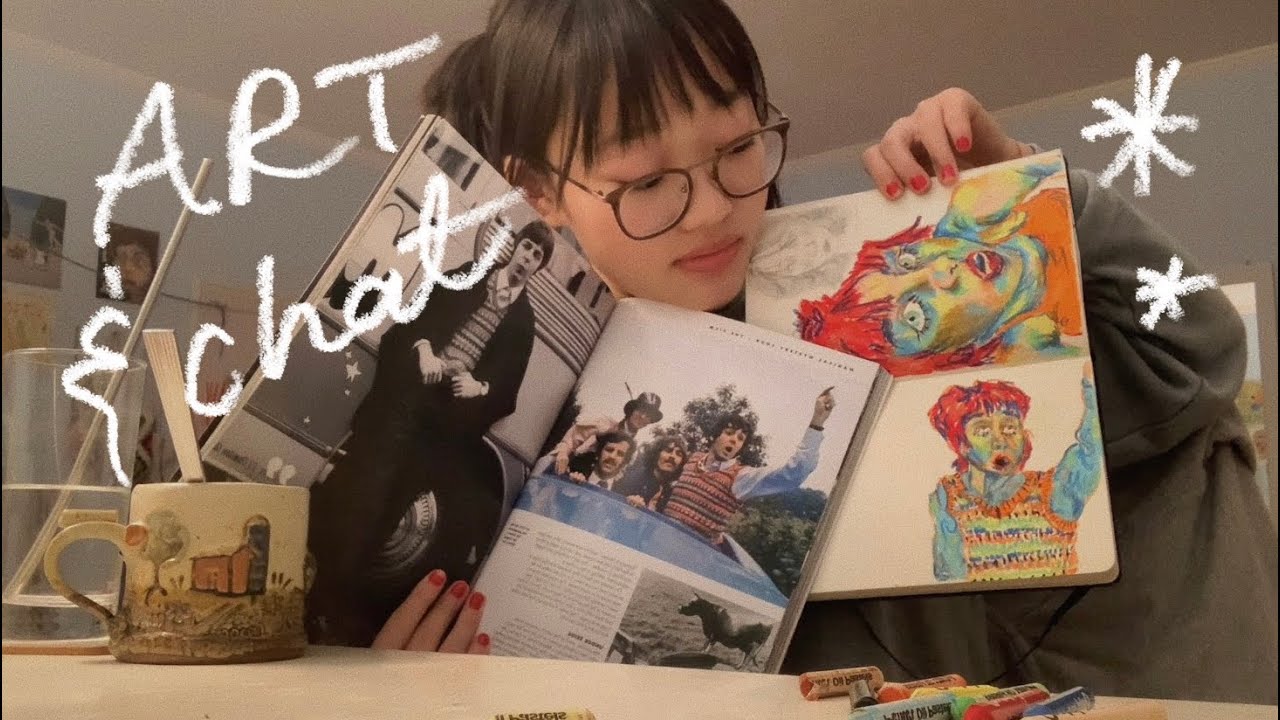a chatty night of oil pastels and the beatles