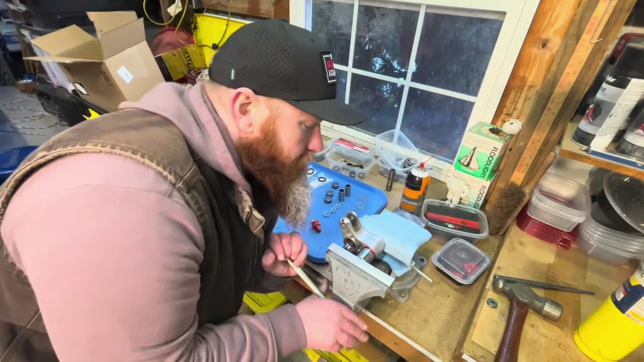 How to install bearing on the Yamaha YZ250X/YZ250 rear suspension relay arm using a vice and sockets