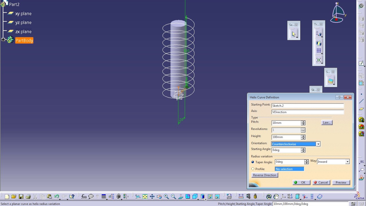 how to design a screw turbine in catia V5