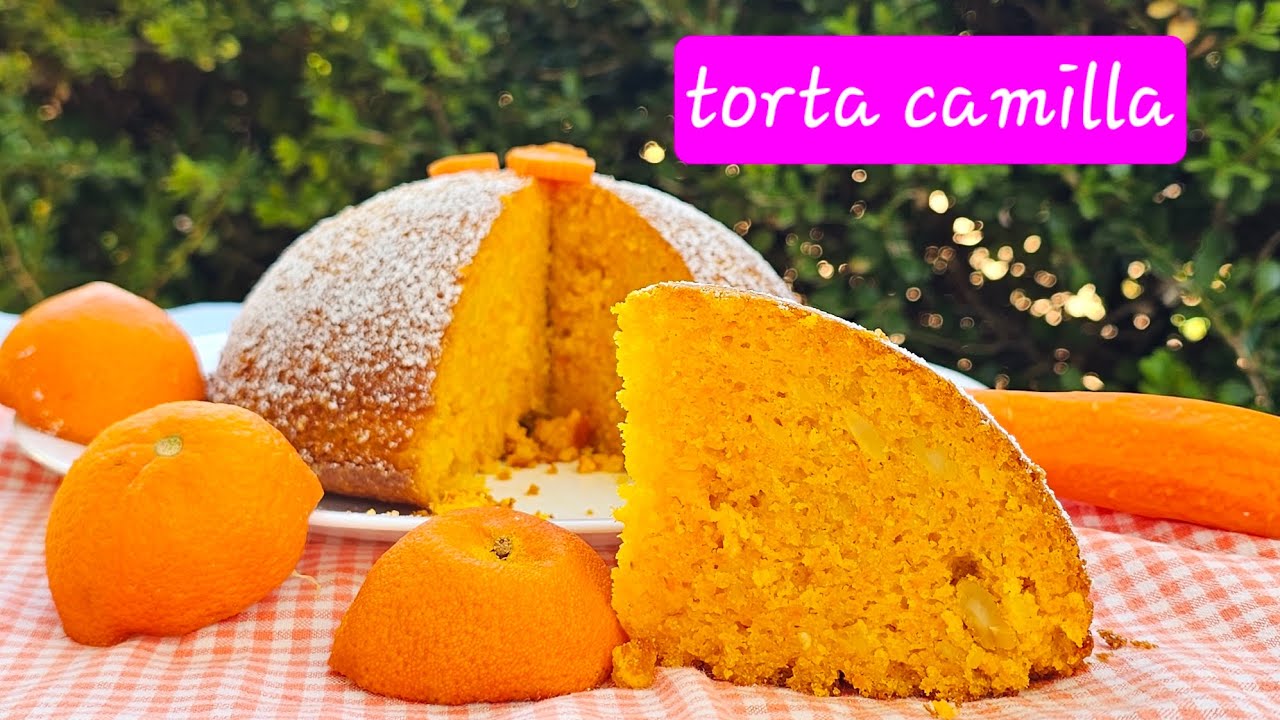 Torta Camilla, con carote, mandorle e succo di arancia 
