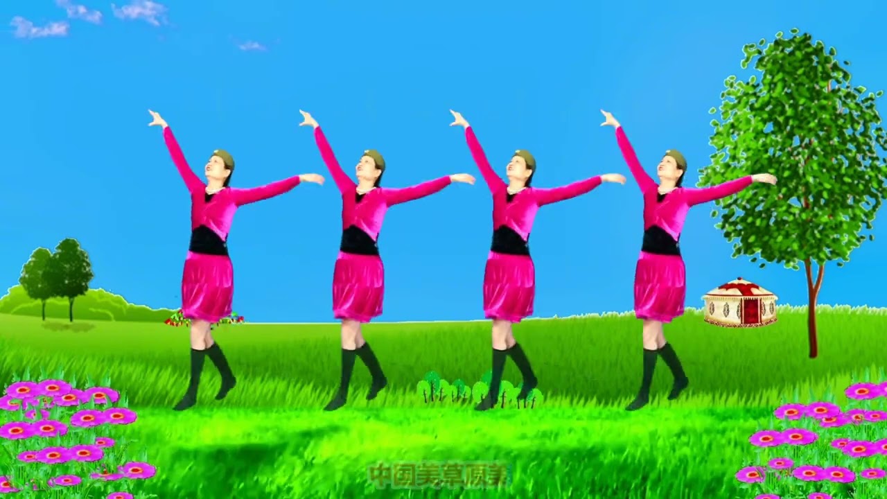 单人水兵舞《中国美草原美》优美的歌声，让你醉在美丽的草原风景
