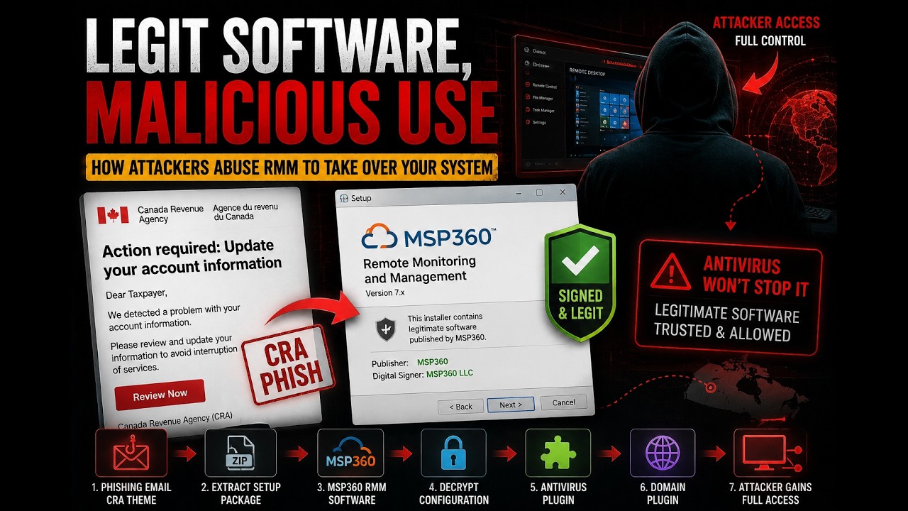 Reverse Engineering a CRA Phishing Malware | How Cybercriminals Abuse Legitimate RMM Software
