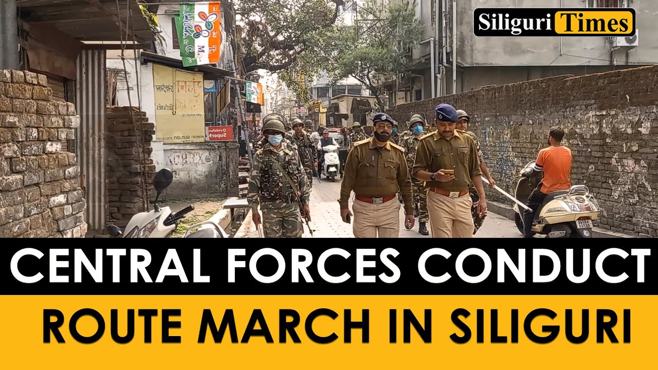 Central forces conduct route march in Siliguri (Bangla)