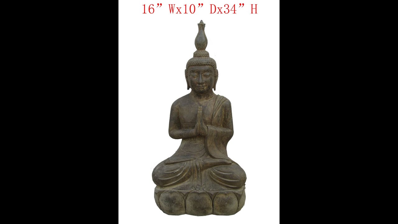 Chinese Antique Stone Hand Carving Sitting Buddha Garden Statue WK2930
