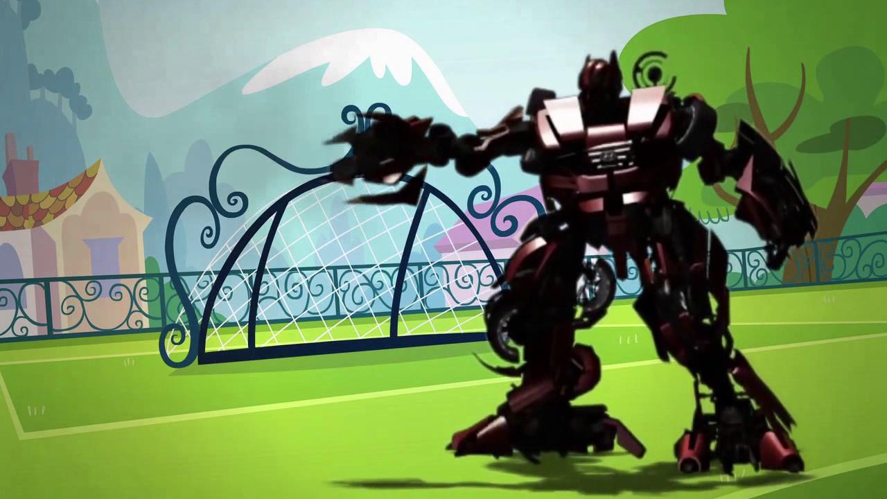 Rainbow Dash Plays Soccer With A Decepticon