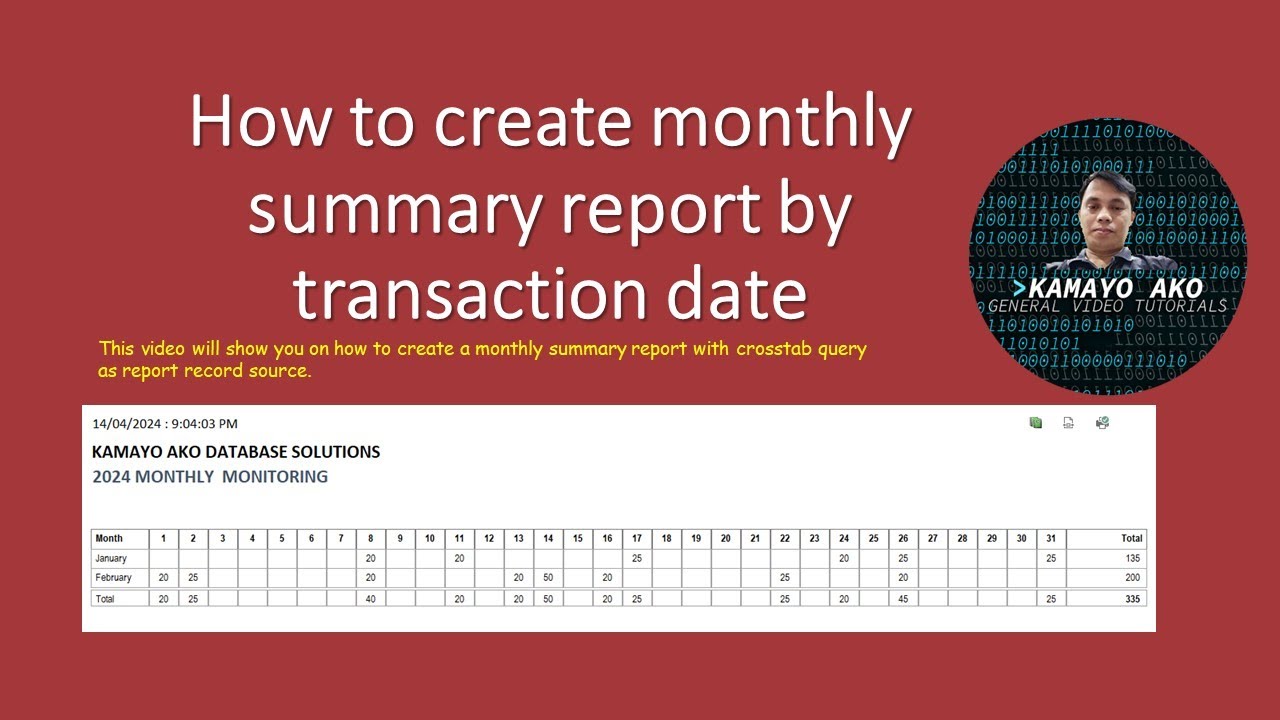 MS ACCESS: КАК СОЗДАТЬ ЕЖЕМЕСЯЧНЫЙ СВОДНЫЙ ОТЧЕТ ПО ДАТЕ ТРАНЗАКЦИИ