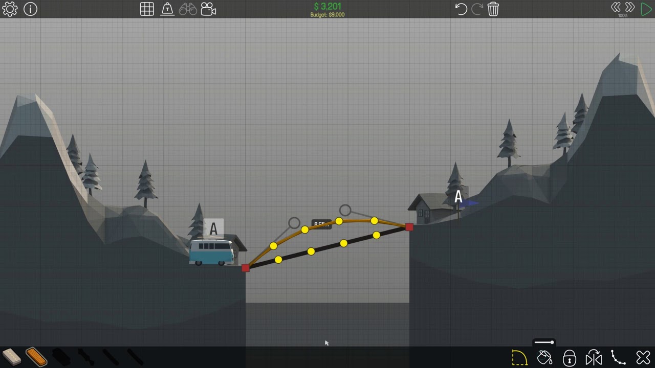 Poly Bridge 1-4 Slanted Bridge (HIGH RANK SOLUTION)