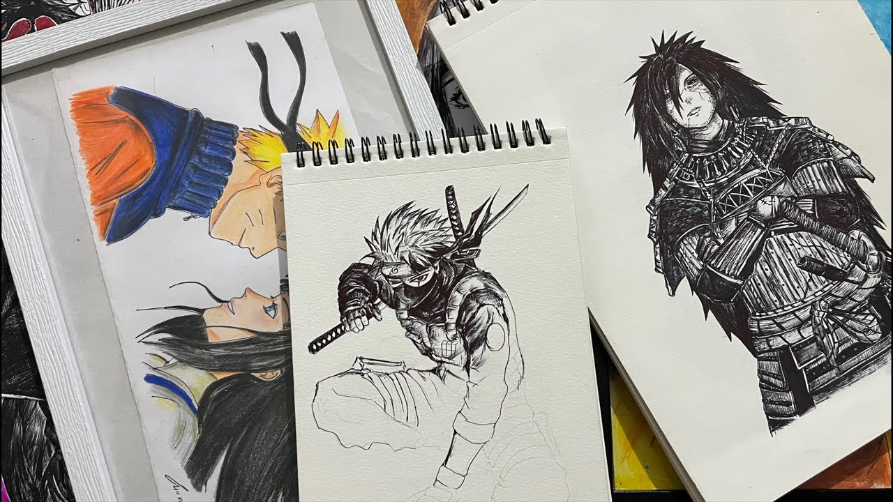 Kakashi Black Pen Art – Live Drawing Part 2 🔥 | Naruto Sketch #kakashi #naruto
