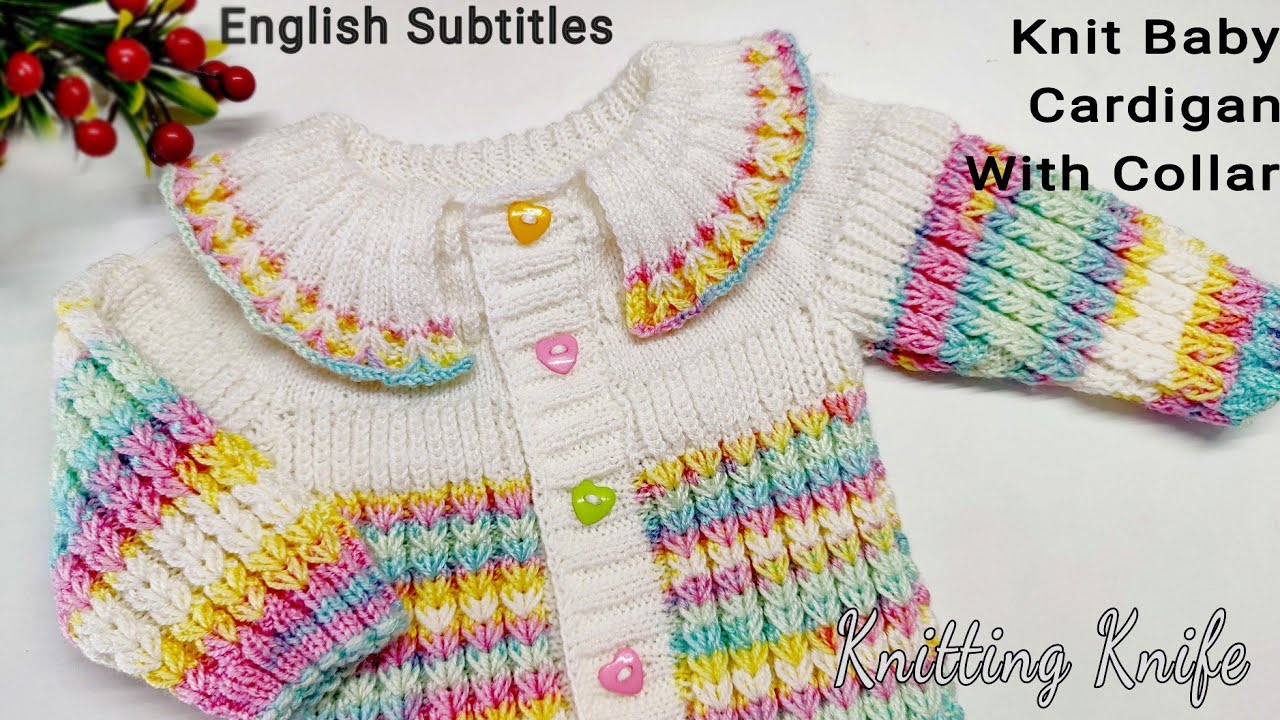 Knit Round Collar Cardigan for 0-6 months old, 0-6 माह बच्चे का कॉलर जैकेट