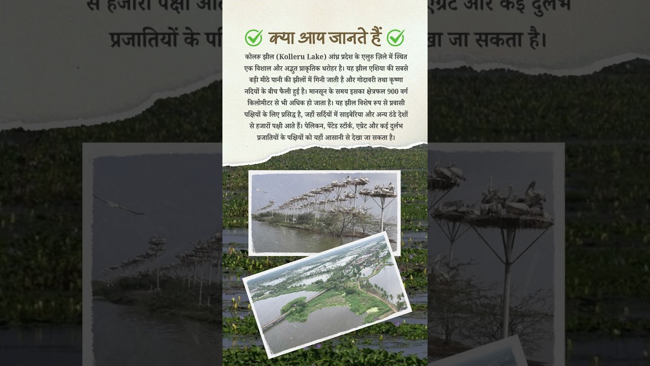 कोलरू झील आंध्र प्रदेश || Kolleru Lake || facts in hindi