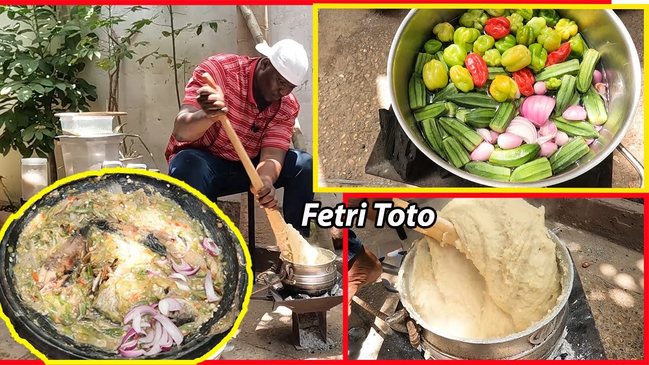 This is How Traditional FETRI TOTO is cooked !! Oilless Okro stew Recipe in Ghana, West Africa