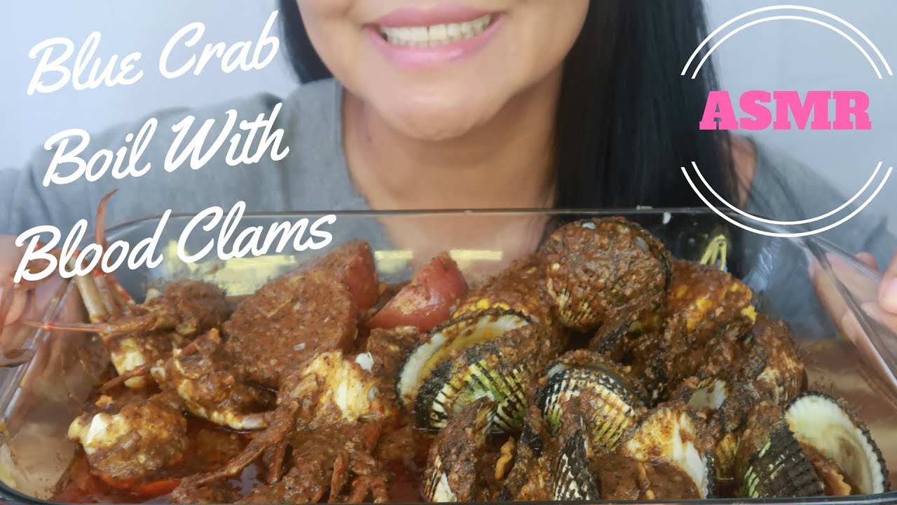 ASMR - Blue Crab Boil With Blood Clams - Messy, Slurping (No Talking)