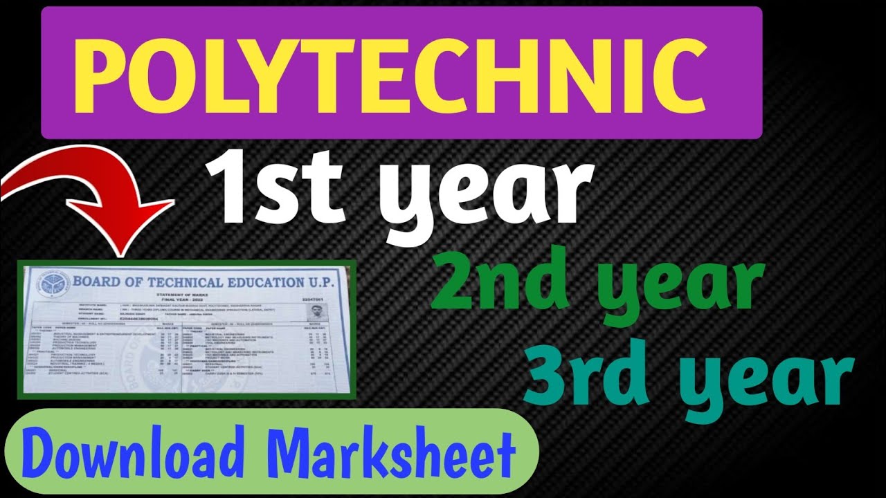 Bteup 1st year, 2nd year, 3rd year marksheet download kare a to z process....