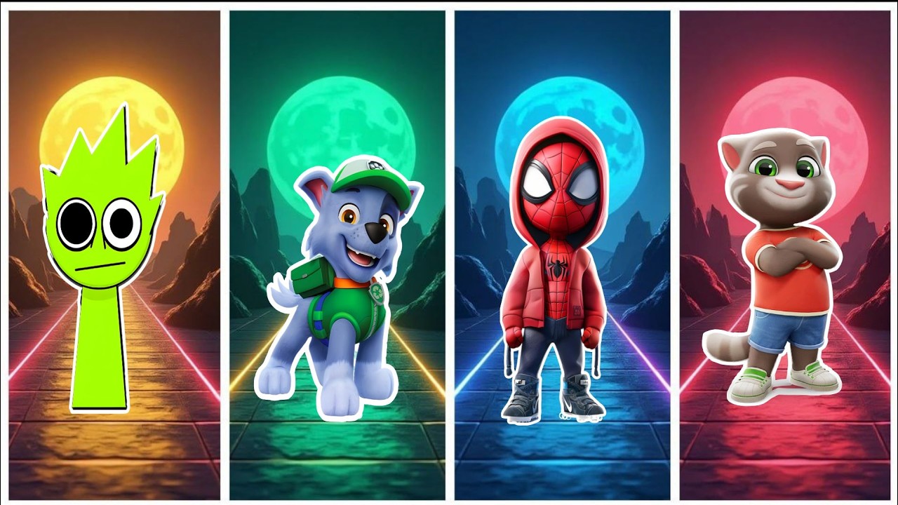 Spidey 🆚 Spurunki 🆚 Talking tom 🆚 Paw Patrol in Tiles Hop EDM Rush🎶#151
