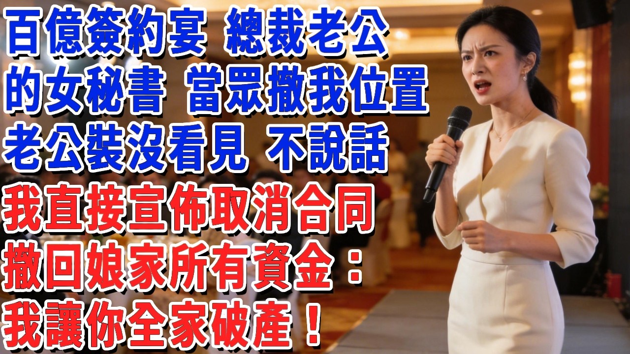 百億簽約宴 總裁老公的女秘書 當眾撤我位置，老公裝沒看見 不說話，我直接宣佈取消合同，撤回娘家所有資金：我讓你全家破產！#小娟講故事 #情感故事 #老年生活