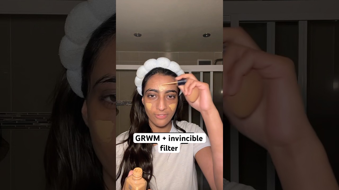GRWM + invincible filter😭😭 #eczema #eczemamakeup #funnygrwm