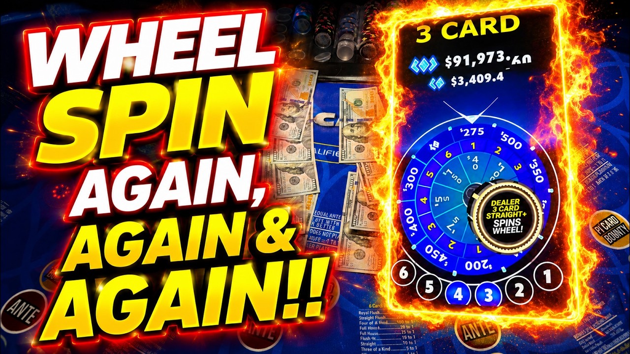 3 CARD POKER in LAS VEGAS! WHEEL IS ON FIRE!!! 🔥🔥 BLIND SESSION! IRL