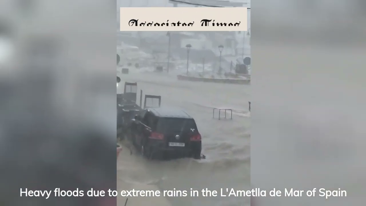 Heavy floods due to extreme rains in the L'Ametlla de Mar of Spain