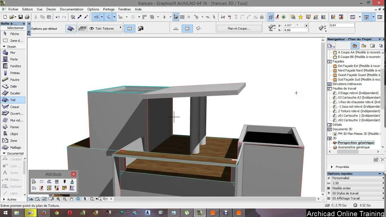 Tutoriel Archicad 16 de A à Z fr  Parite 5   Toiture et verandas