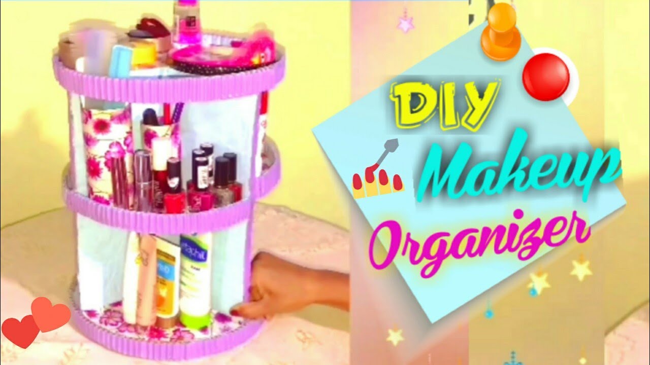 DIY Rotating Cosmetic/Makeup Organizer Idea Rotating Base  #diymakeup #bestoutofwaste #cardboard