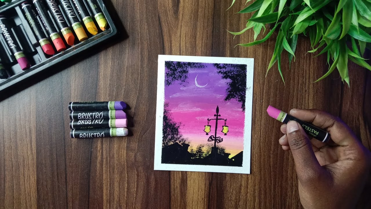 A streetlight sunrise 🌄☀️ with oilpastels #new #art #painting #trending #shorts #viral