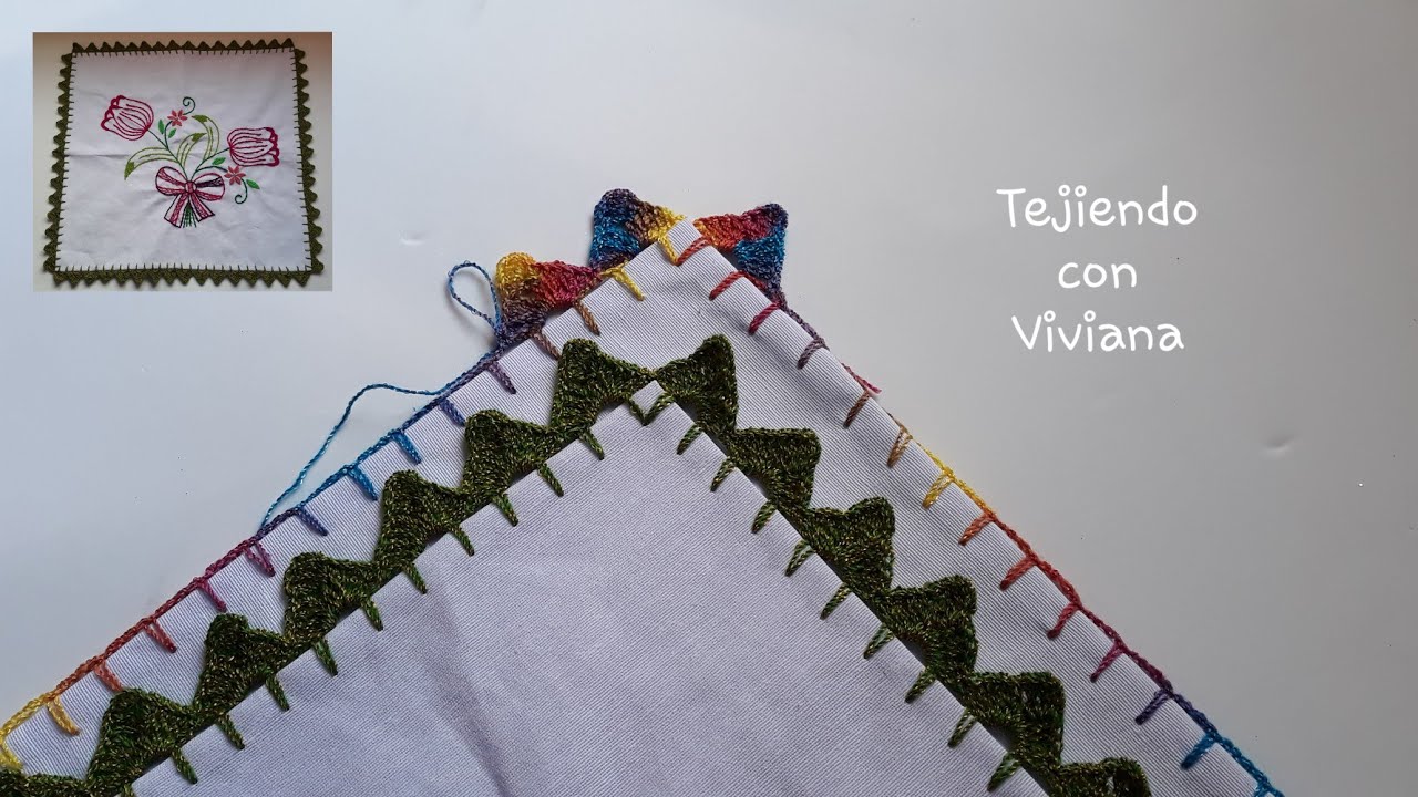 Orilla #76 de Picos Tejida a Crochet para servilleta de recuerdo